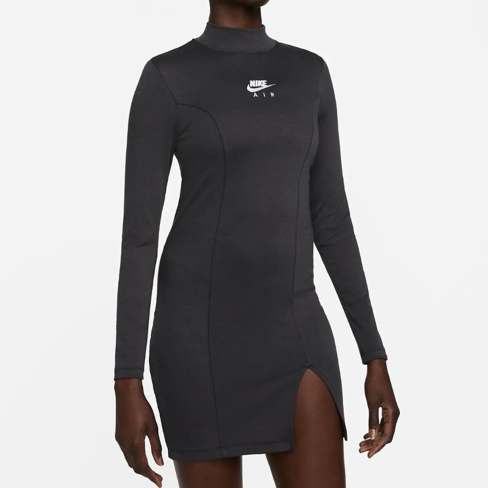 Nike Women's NSW Air Long-Sleeve Dress DD5445-010 Black/Charcoal NEW with TAGS
